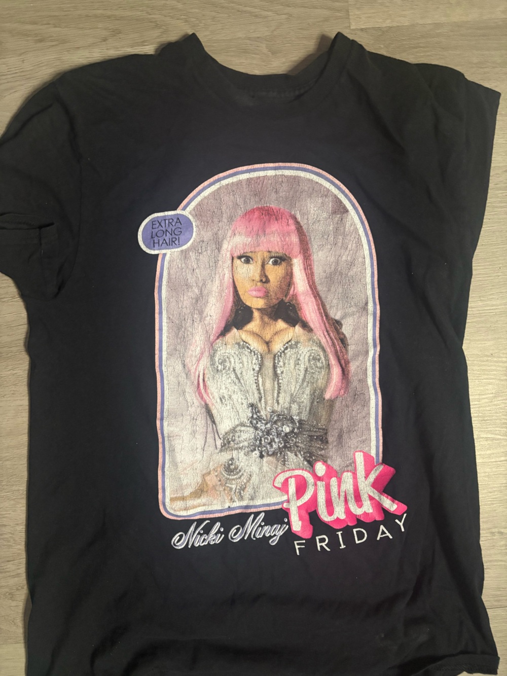 Nicki Minaj Black Graphic Tee with Pink Accents